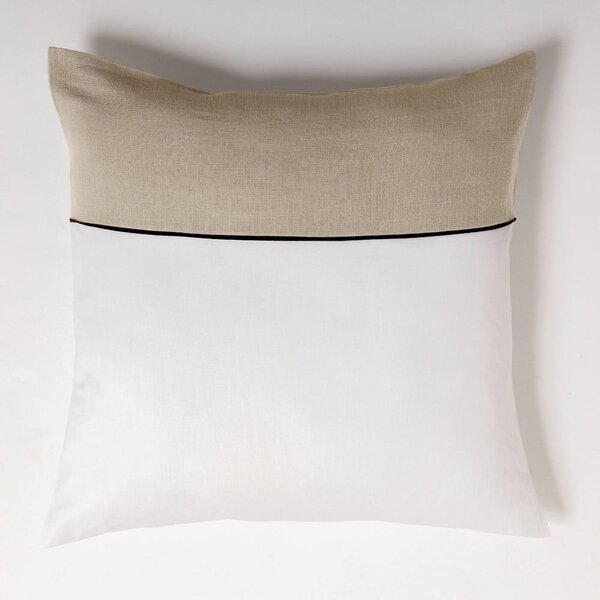 Set copripiumino e federa bianco/beige in cotone per letto matrimoniale ed esteso 240x220 cm Gabrielle – douceur d'intérieur