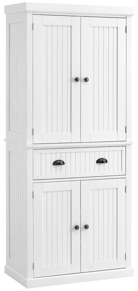 HOMCOM Credenza da cucina alta, con ripiani regolabili, 4 porte, grande cassetto, 76,2 x 40,2 x 183 cm Bianco | Aosom Italy
