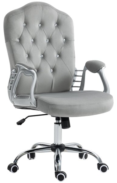 Sedia da ufficio ergonomica – Sedia girevole con funzione oscillante e altezza regolabile, color grigio chiaro