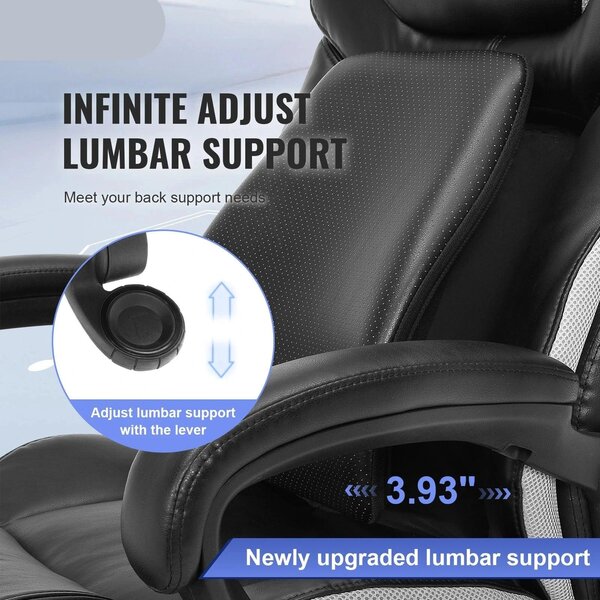 Sedia da ufficio ergonomica - Sedia direzionale bianca con poggiapiedi e supporto lombare