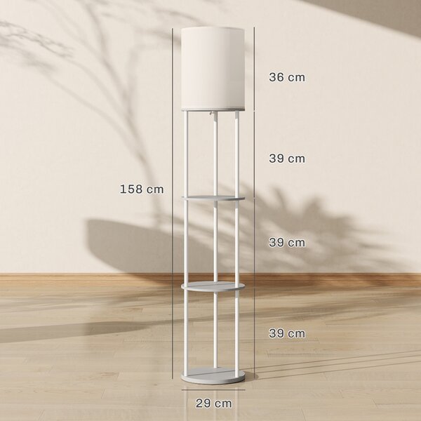 HOMCOM Lampada da Terra con Ripiani e Telecomando – 3 Temperature Colore, Grigio | Aosom Italy