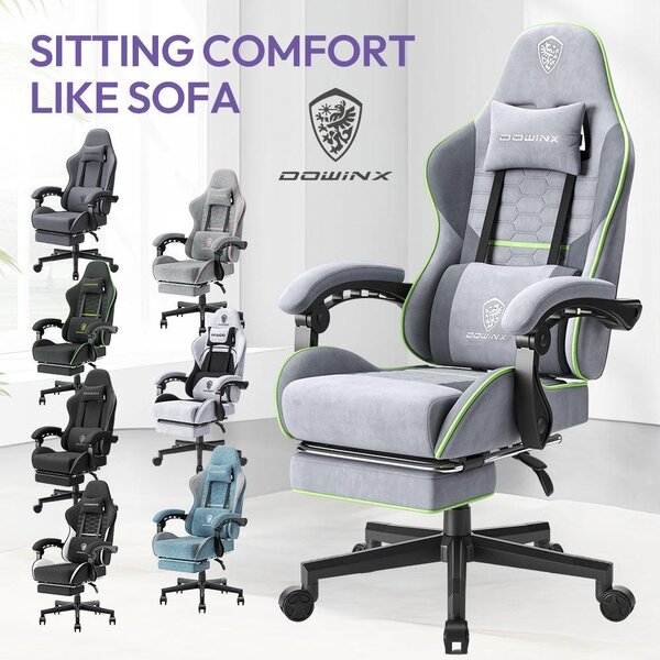 Sedia da gaming ergonomica – Sedia da ufficio – Sedia per l'ufficio – Grigio-verde – Schienale alto – Molle insacchettate