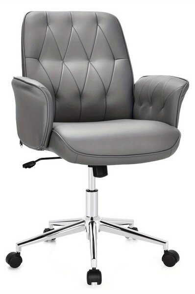 Sedia da ufficio - Sedia girevole - Sedia da gaming - Sedia regolabile in altezza - Rivestimento in ecopelle, colore grigio