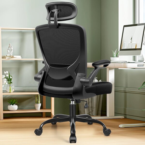 Sedia da ufficio ergonomica – Sedia da ufficio con rivestimento in mesh traspirante, altezza regolabile e poggiatesta