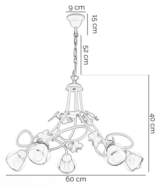 ONLI - Lampadario per bambini BUTTERFLY 5xE14/6W/230V