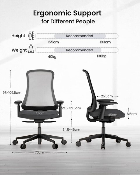 Sedia ergonomica da ufficio - Sedia da ufficio - Sedia per computer - Sedia da scrivania - Sedia da studio