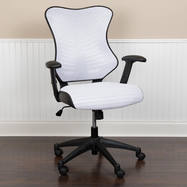 Sedia da ufficio ergonomica girevole, alta, con schienale bianco in rete, design elegante, con braccioli regolabili, dimensioni: 65,75 cm (larghezza) x 64 cm (profondità) x 99 cm (altezza)