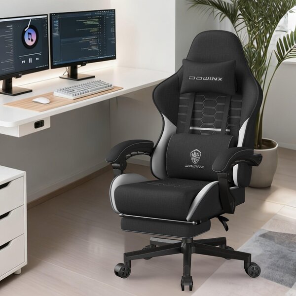 Sedia ergonomica da gaming - Sedia da ufficio - Sedia da gaming - Sedia da lavoro - Disponibile in nero e bianco - Con braccioli regolabili in 3D