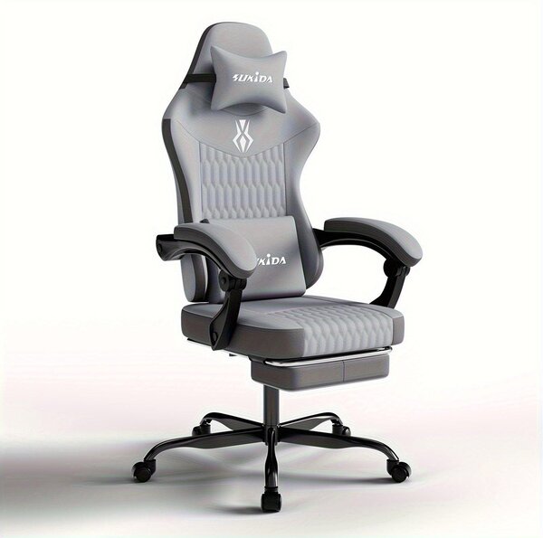 Sedia da gaming – Design ergonomico con schienale regolabile e poggiapiedi, ideale per pavimenti duri