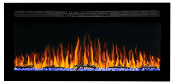 Stufa elettrica da parete - 1800 W - Larghezza 95 cm - Vetro temperato - Camino decorativo