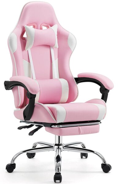 Sedia da gaming - Sedia da ufficio - Altezza regolabile - Rivestimento in ecopelle confortevole - Con poggiatesta e supporto lombare
