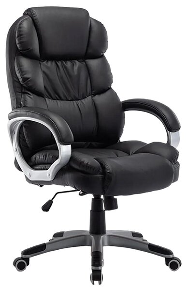 Sedia da ufficio ergonomica – Sedia da lavoro in pelle con schienale e poggiapiedi regolabili – Nera