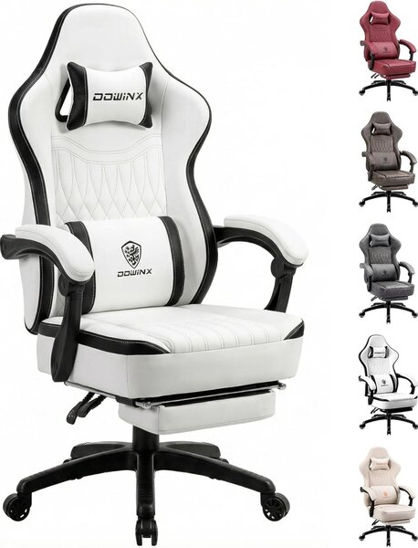 Sedia da gaming in ecopelle traspirante con molle insacchettate, supporto lombare, massaggio USB e braccioli regolabili