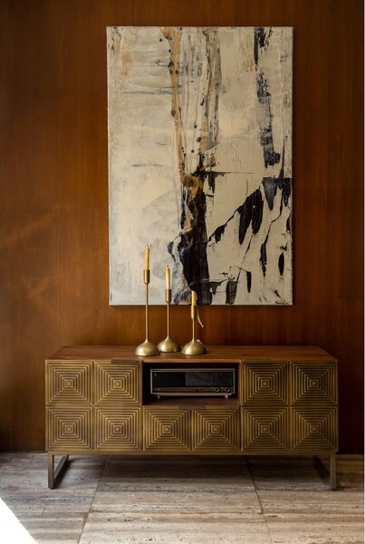 Tavolo TV in legno di mango color oro 40x60 cm Volan - Dutchbone