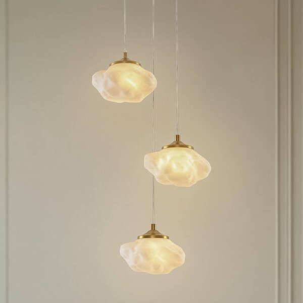 Lampada a sospensione Piatra Lindby, dimmerabile, Bianco / Opale, Soggiorno / Sala da pranzo, Vetro, Moderno, Lampada a sospensione