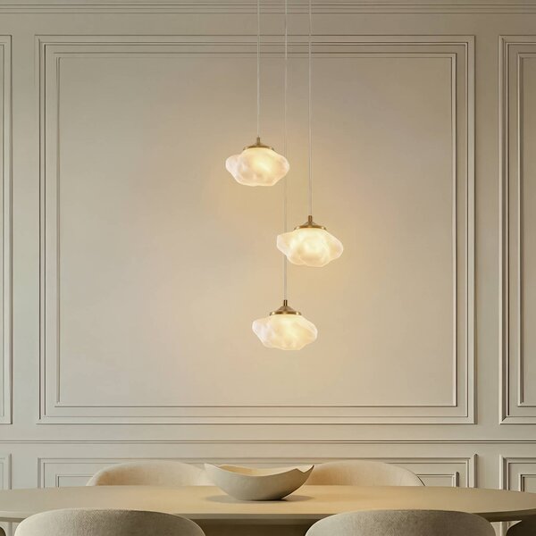 Lampada a sospensione Piatra Lindby, dimmerabile, Bianco / Opale, Soggiorno / Sala da pranzo, Vetro, Moderno, Lampada a sospensione