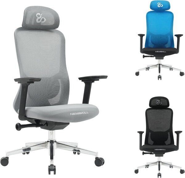 NEWSKILL, sedia da gaming ergonomica, colore grigio