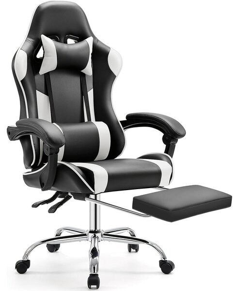 Sedia ergonomica da gaming - Sedia da ufficio - Sedia per computer - Nera - Sedia da gaming - Altezza regolabile