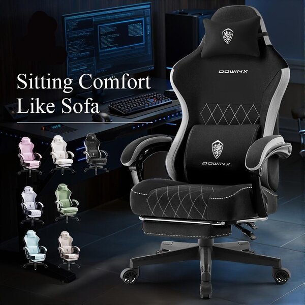 Sedia da gaming - Sedia per videogiochi - Sedia da ufficio - Sedia da corsa - Sedia ergonomica nera - Schienale regolabile