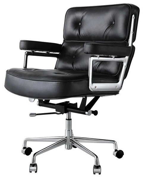 Sedia da ufficio ergonomica con schienale alto - Sedia girevole per computer con rivestimento in pelle - Colore nero