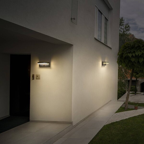 OSRAM Applique ENDURA STYLE ROBUST, sensore, grigio scuro IP54 ROBUST, Alluminio / Grigio / Zincato, Alluminio, Moderno, Applique da esterni