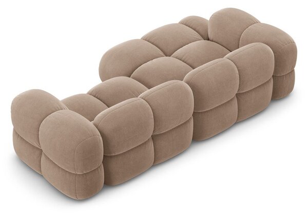 Divano angolare marrone (con penisola a sinistra/con chaise lounge) con rivestimento in velluto Loretto – Cosmopolitan Design