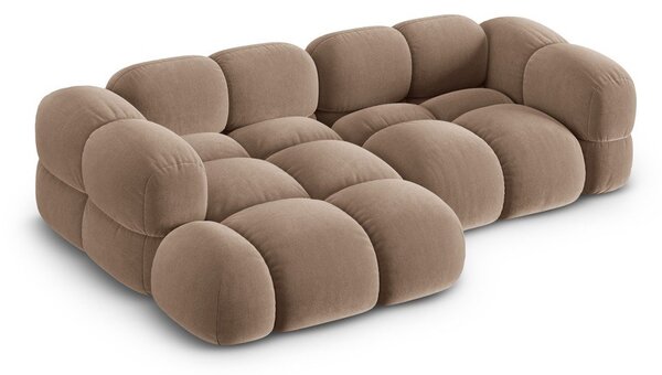 Divano angolare marrone (con penisola a sinistra/con chaise lounge) con rivestimento in velluto Loretto – Cosmopolitan Design