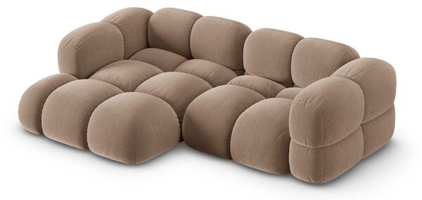 Divano angolare marrone (con penisola a sinistra/con chaise lounge) con rivestimento in velluto Loretto – Cosmopolitan Design