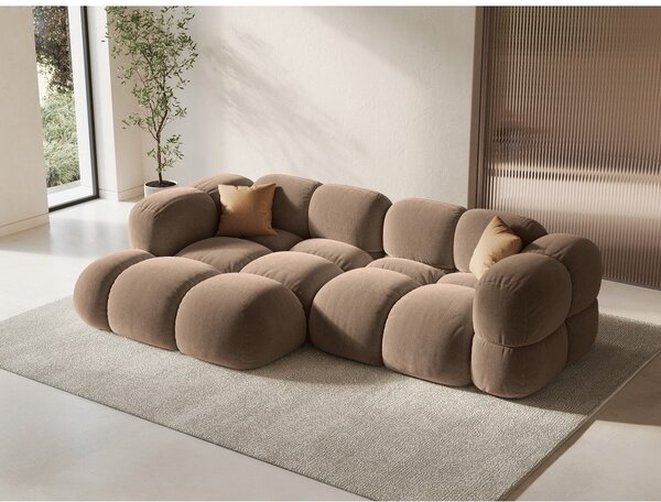Divano angolare marrone (con penisola a sinistra/con chaise lounge) con rivestimento in velluto Loretto – Cosmopolitan Design