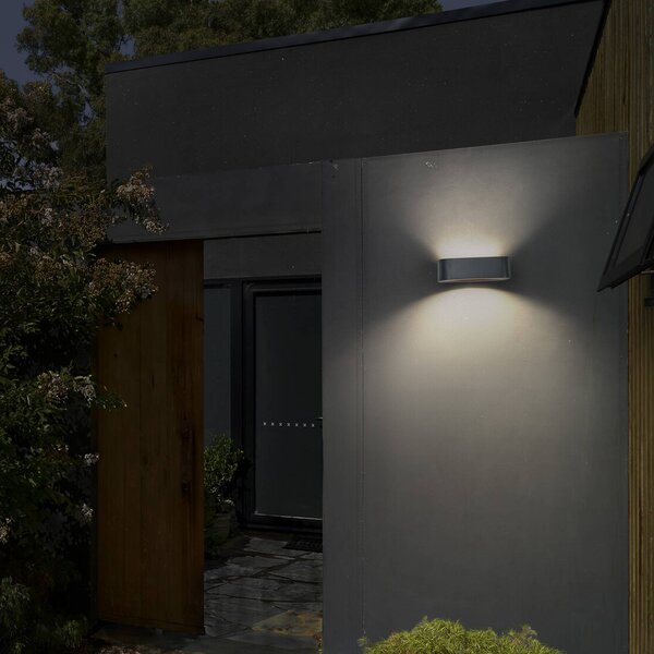 OSRAM Applique solare ENDURA STYLE UPDOWN, grigia, sensore IP65 dimmerabile, Alluminio / Grigio / Zincato, Plastica, Moderno, Applique da esterni