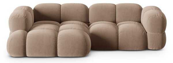 Divano angolare marrone (con penisola a sinistra/con chaise lounge) con rivestimento in velluto Loretto – Cosmopolitan Design
