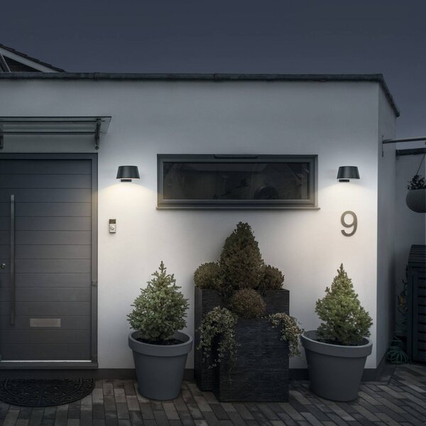 OSRAM Applique solare ENDURA STYLE BRELLA, grigia, sensore IP54 dimmerabile, Alluminio / Grigio / Zincato, Plastica, Moderno, Applique da esterni