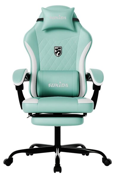 Sedia da gaming - Sedia da ufficio - Sedia da corsa - Accessorio per computer - Sedia da lavoro - Verde menta - Imbottitura in memory foam per un comfort ottimale