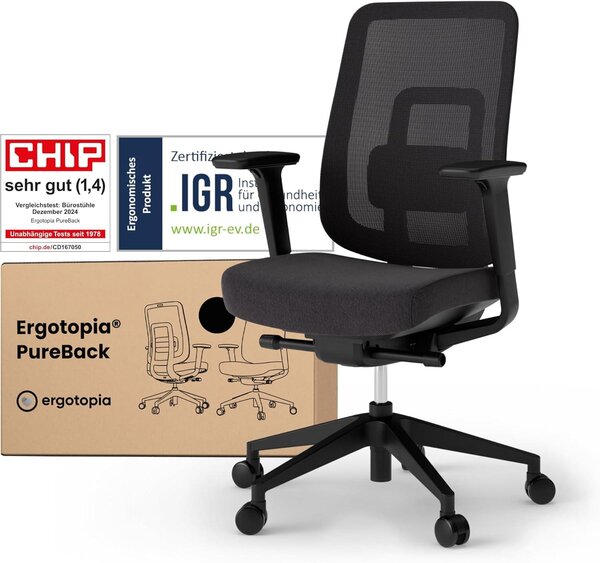 Sedia da ufficio ergonomica PureBack, dotata di braccioli regolabili in 4 direzioni e di un meccanismo sincronizzato, ideale per l'ufficio domestico, l'ufficio e il gaming, con seduta girevole e confortevole