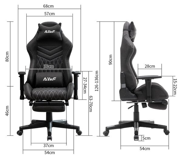 Sedia da gaming - Sedia per videogiochi - Sedia da ufficio - Sedia per computer - Sedia - Nera - Seduta con molle insacchettate