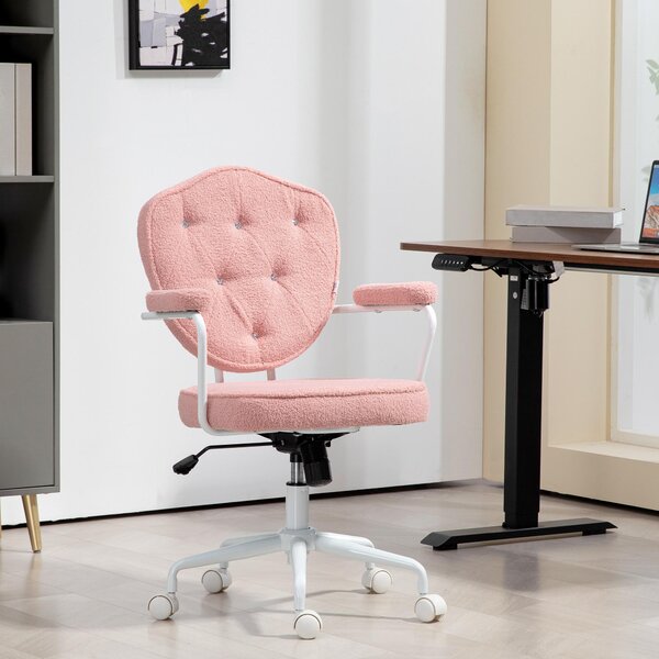 MODFU Sedia da ufficio ergonomica da scrivania con schienale e schiuma, sedia per computer con dondolo dolce (funzione dondolo), per ufficio domestico, rosa
