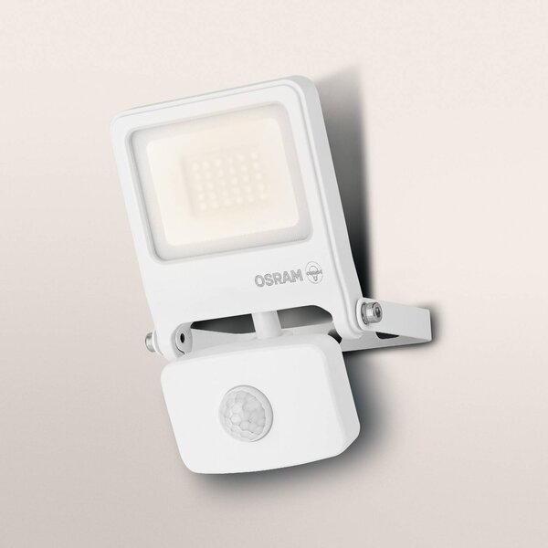 OSRAM Faretto da esterno ENDURA FLOOD, bianco, sensore 20 W 830 IP44 FLOOD, Bianco / Opale, Alluminio