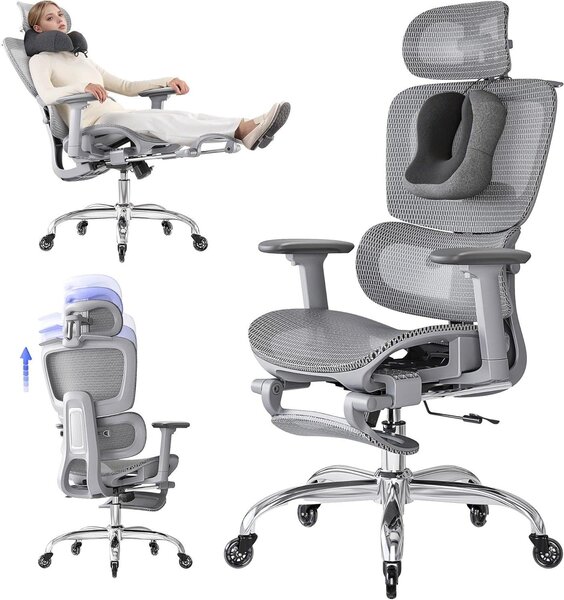 Sedia ergonomica da ufficio - Sedia da ufficio con supporto lombare - Sedia da ufficio - Sedia da lavoro - Sedia per l'ufficio domestico