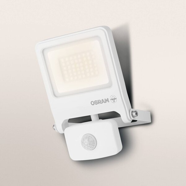 OSRAM Faretto da esterno ENDURA FLOOD, bianco, sensore 30 W 830 IP44 FLOOD, Bianco / Opale, Alluminio