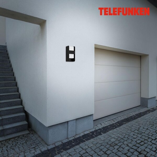Telefunken 321105TF-Applique da esterno con sensore 1xE27/12W/230V IP44 nero