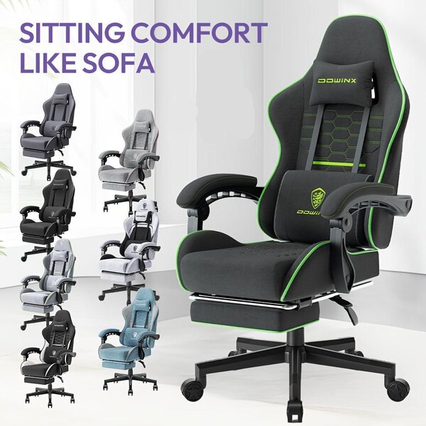 Sedia da gaming ergonomica – Sedia da ufficio – Schienale alto – Imbottitura a molle insacchettate – Colore: nero e verde