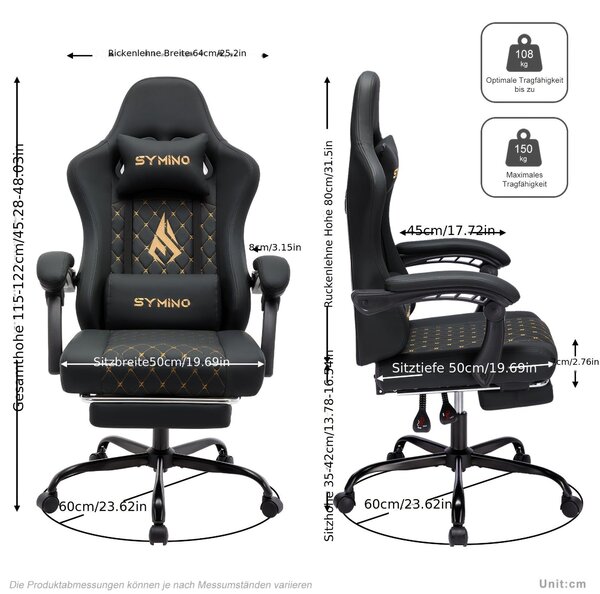Sedia da gaming – Sedia da gaming ergonomica con schienale regolabile e poggiapiedi