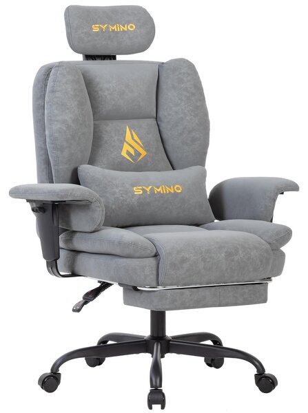 Sedia da gaming – Sedia da ufficio – Design ergonomico – Schienale e altezza regolabili – Ecopelle grigia