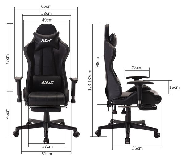 Sedia da gaming – Modello racing, sedia da ufficio con supporto lombare e poggiapiedi