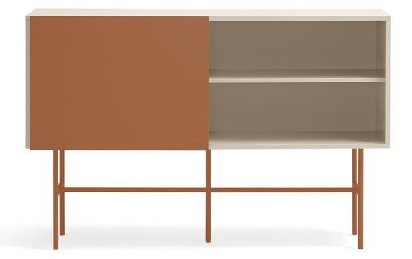 Cassettiera bassa con ante scorrevoli in mattone/beige 140x91 cm Nube - Teulat
