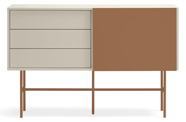 Cassettiera bassa con ante scorrevoli in mattone/beige 140x91 cm Nube - Teulat