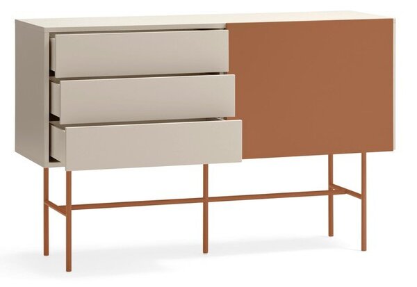 Cassettiera bassa con ante scorrevoli in mattone/beige 140x91 cm Nube - Teulat