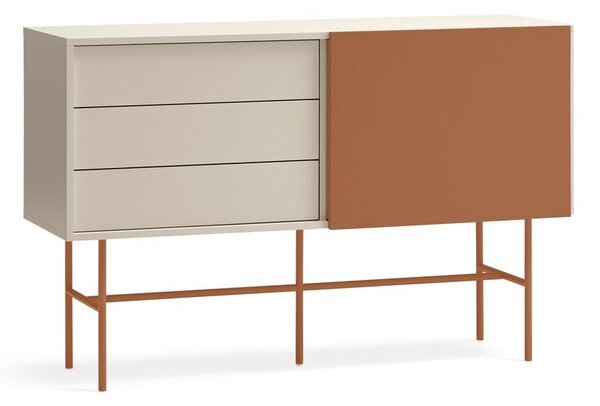 Cassettiera bassa con ante scorrevoli in mattone/beige 140x91 cm Nube - Teulat