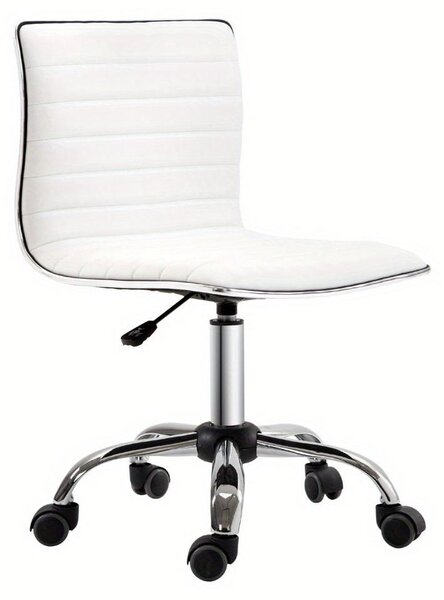 Sedia da ufficio – Sedia ergonomica – Altezza seduta regolabile – Bianca – Struttura in metallo – Imbottitura in spugna – Senza braccioli