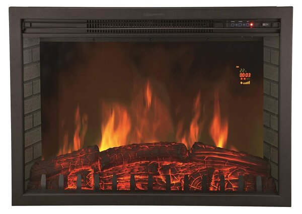 Camino elettrico da incasso con effetto fiamma LED - 2000 Watt - 76x54x23 cm - Acciaio e vetro